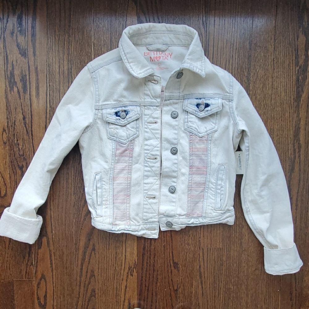 Brittany Mota crop white wash jean jacket